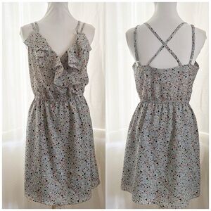 BCBG Grey/Blue Confetti Splashed Cross Front Mini Size Medium
